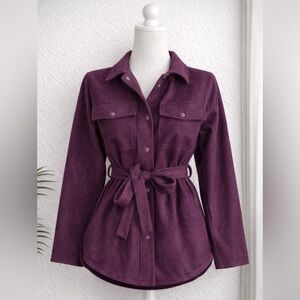 Forever 21 Purple Utility Jacket with Belt and Lapel Collar